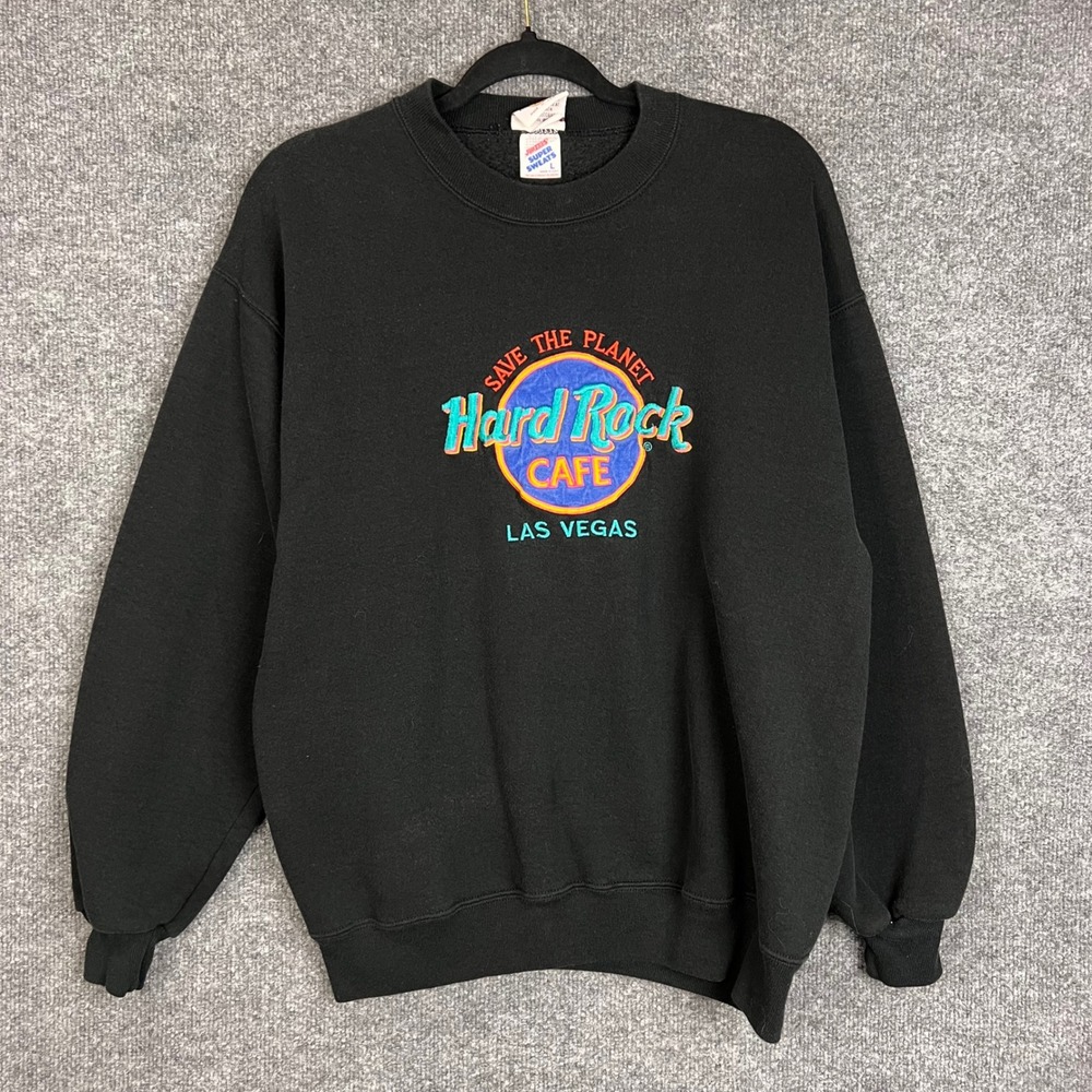 Vintage Hard Rock Cafe Sweatshirt Mens L Black Las Vegas